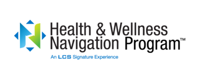 "Health & Wellness Navigator logo with interconnected blue and green icons and black text"